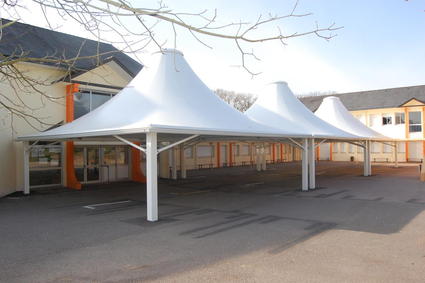 Sun shade canopy for school playground by ACS Production in Pluneret France