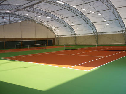 Fabric architecture to cover 2 tennis courts by ACS Production textile and metal structure